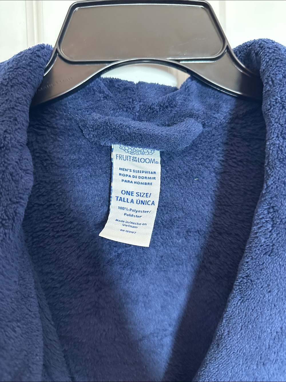 NWTS MENS Fruit of the Loom Navy Plush Bath Robe OS - Picture 2 of 9